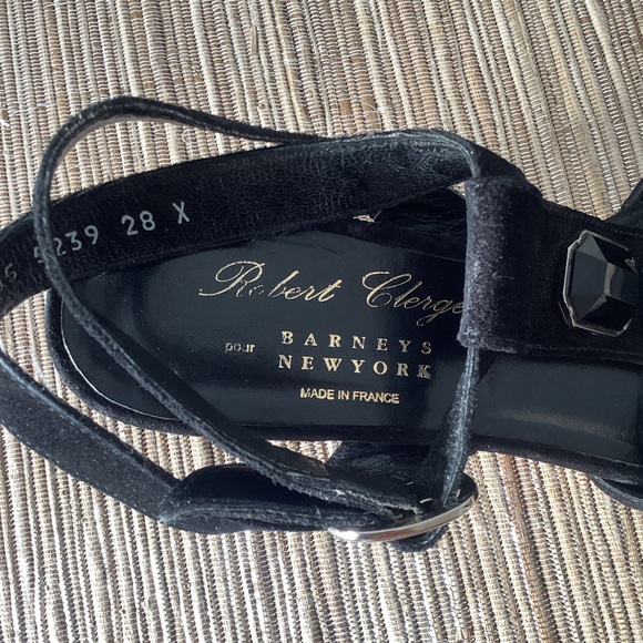 Robert Clergerie BarneysBlack Leather Rhinestone Strappy Sandals Shoes 6 - Picture 3 of 6